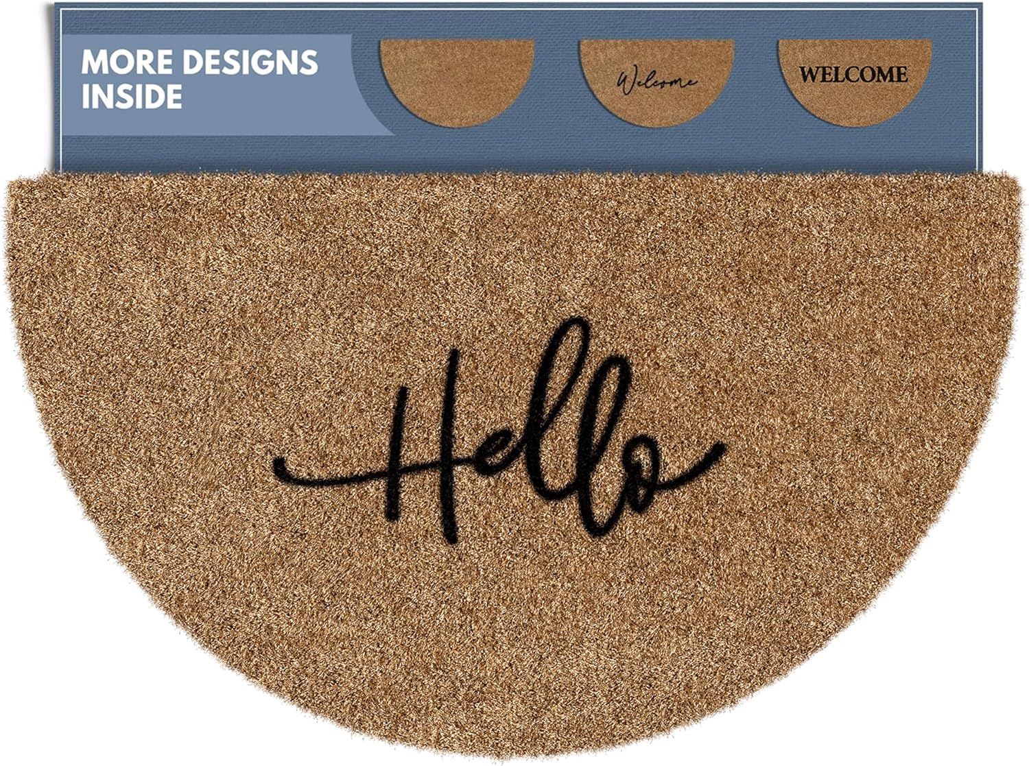 Hello Half Moon Welcome Mat for Front Door and Outdoor Use
