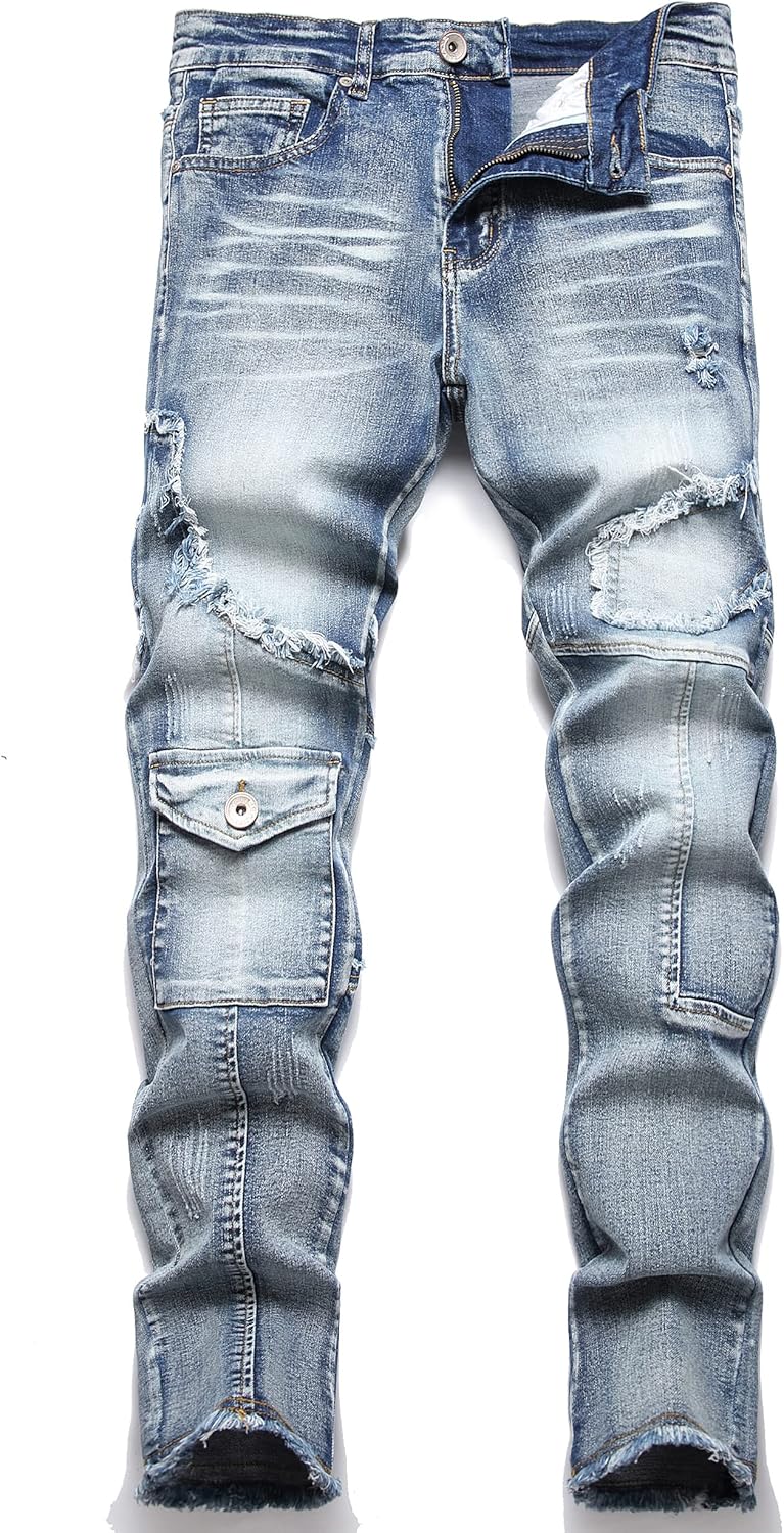 XIMXIMMTIAN Men's Biker Moto Distressed Slim Fit Jeans Review