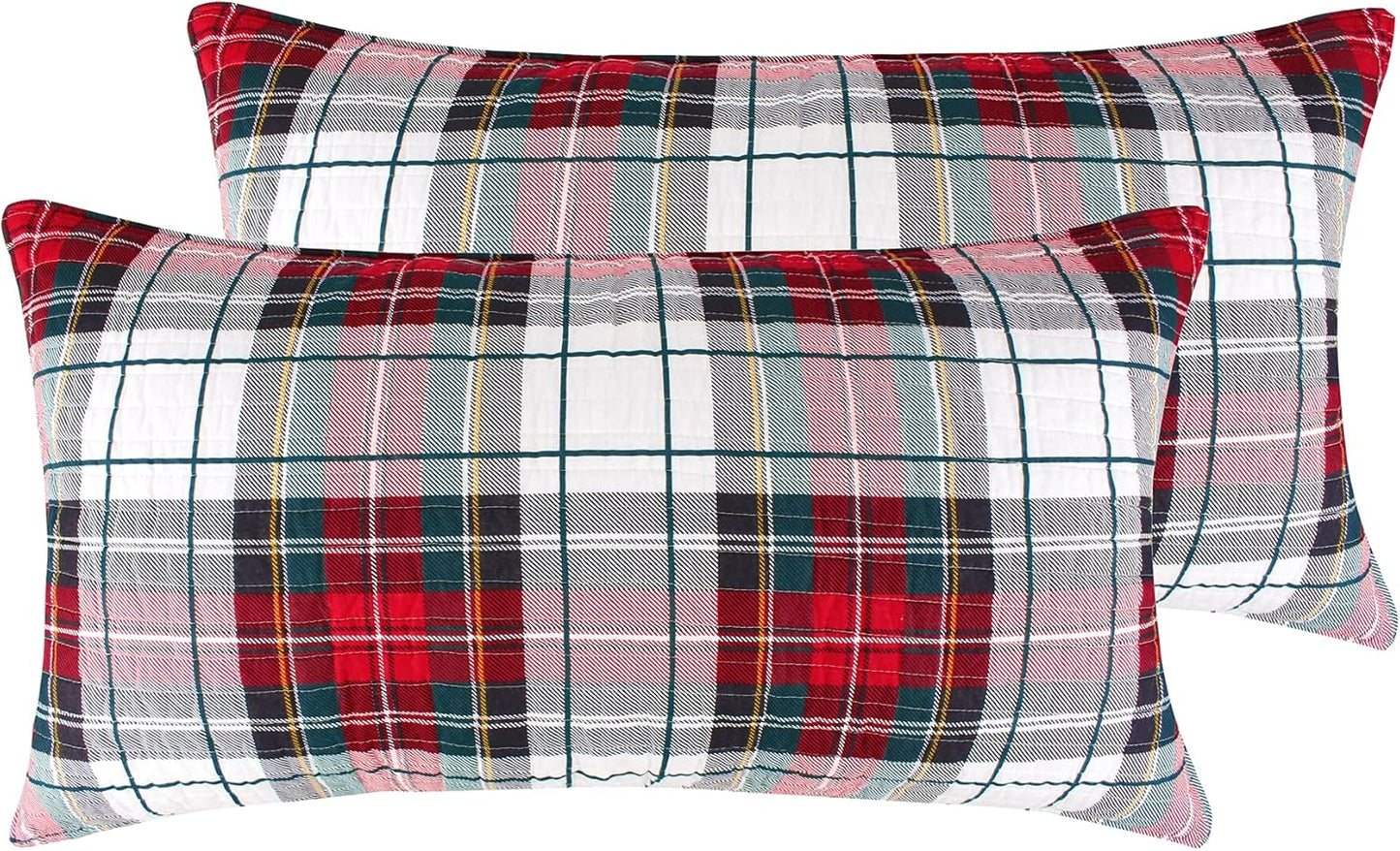 Spencer Plaid Quilted King Sham Set of 2 for Cozy Bedrooms