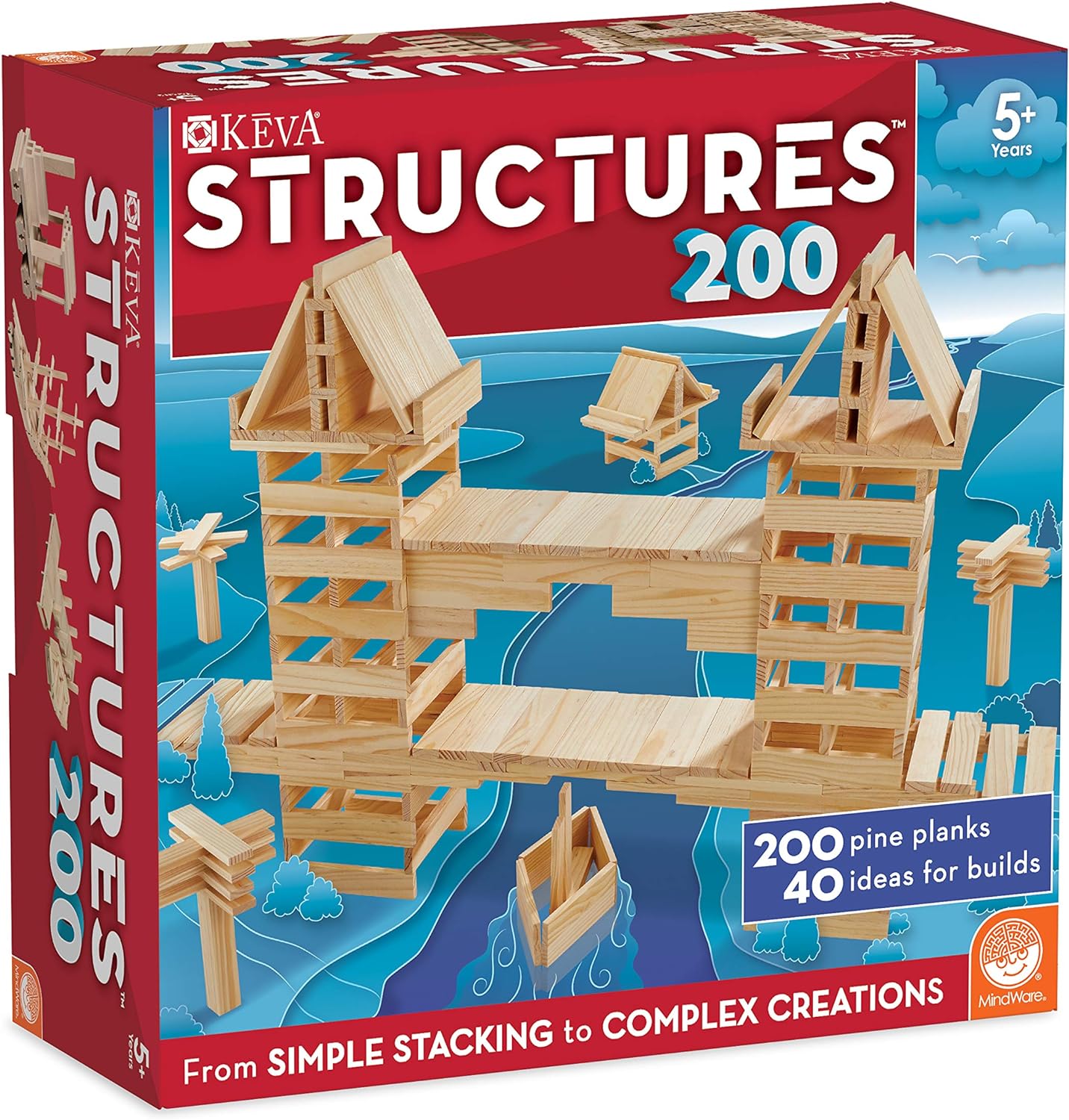 KEVA Structures 200 Wood Building Planks Set for Creative Play