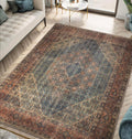 Machine Washable 9x12 Rug - Low Pile Vintage Area Rug for High Traffic