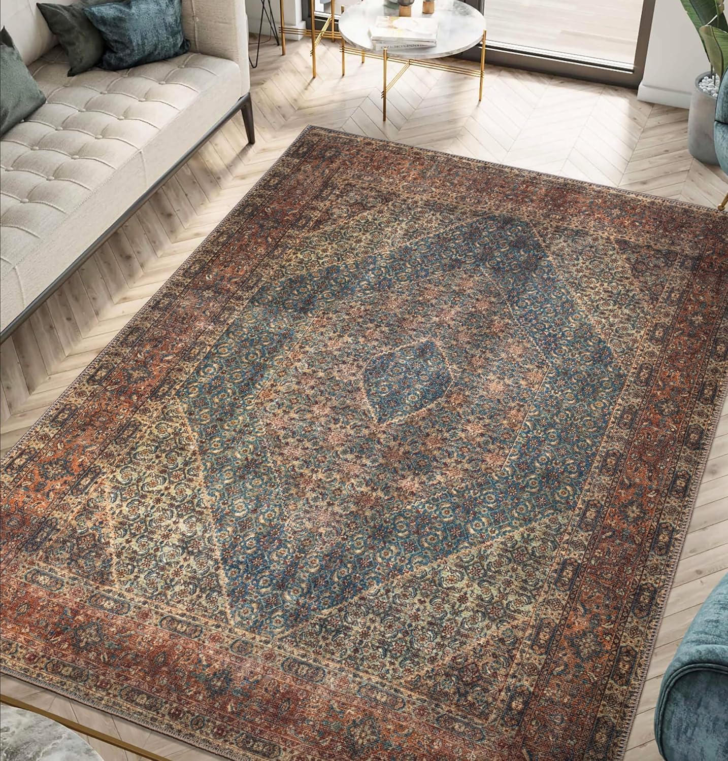 Keen Home Design 9x12 Rug - Vintage Machine Washable Area Rug