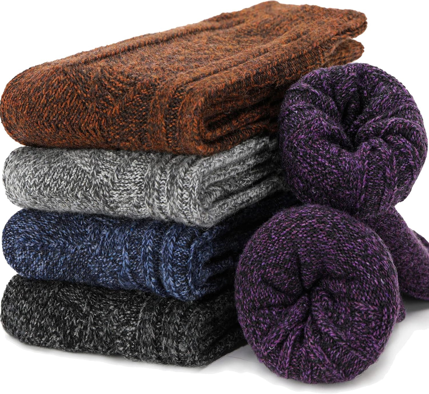 5 Pairs EBMORE Merino Wool Thermal Socks - Warm & Cozy