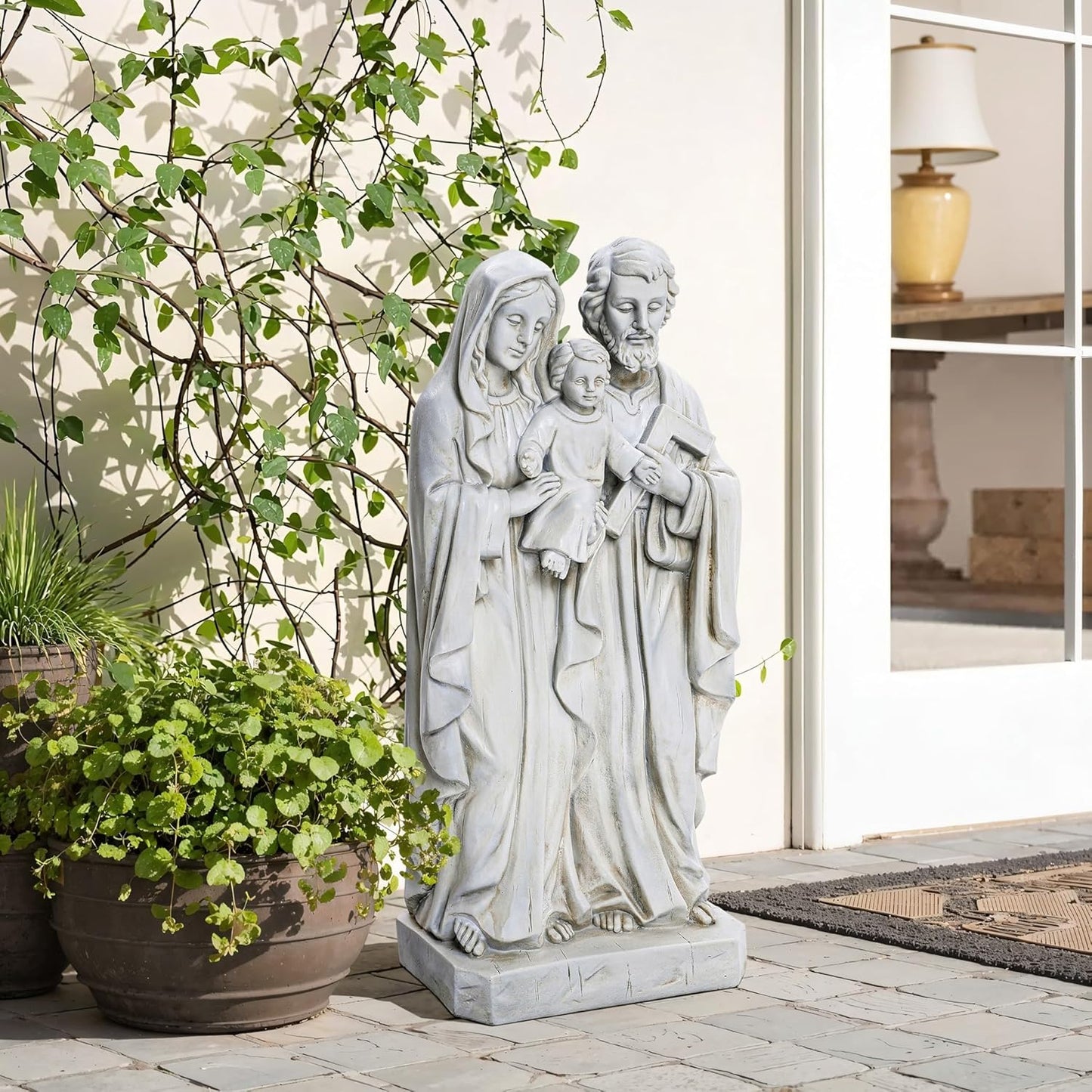 LuxenHome Holy Family Statue for Indoor Outdoor Decor Gift