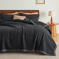 Bedsure Black Quilts King Size - Lightweight Corduroy Pattern Quilt