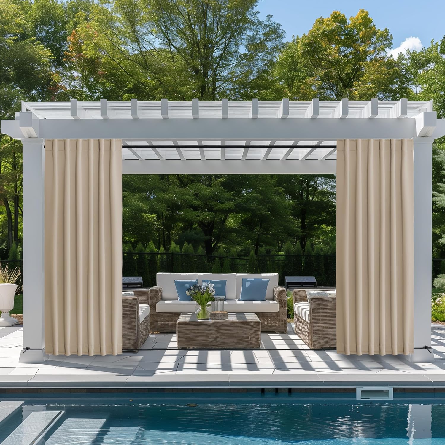 NICETOWN Outdoor Curtains for Patio Waterproof & Windproof