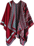 Color Block Shawl Wrap Open Front Poncho - Cozy, Versatile Layer