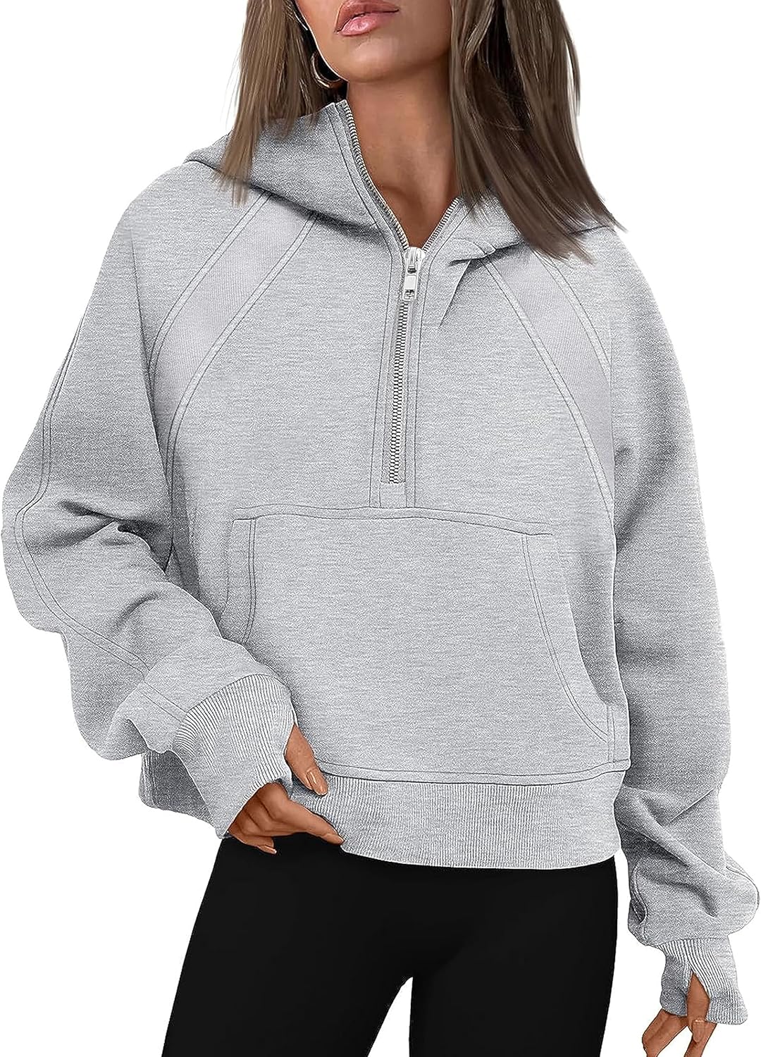 Women's 2024 Half Zip Cropped Pullover Fleece Hoodies