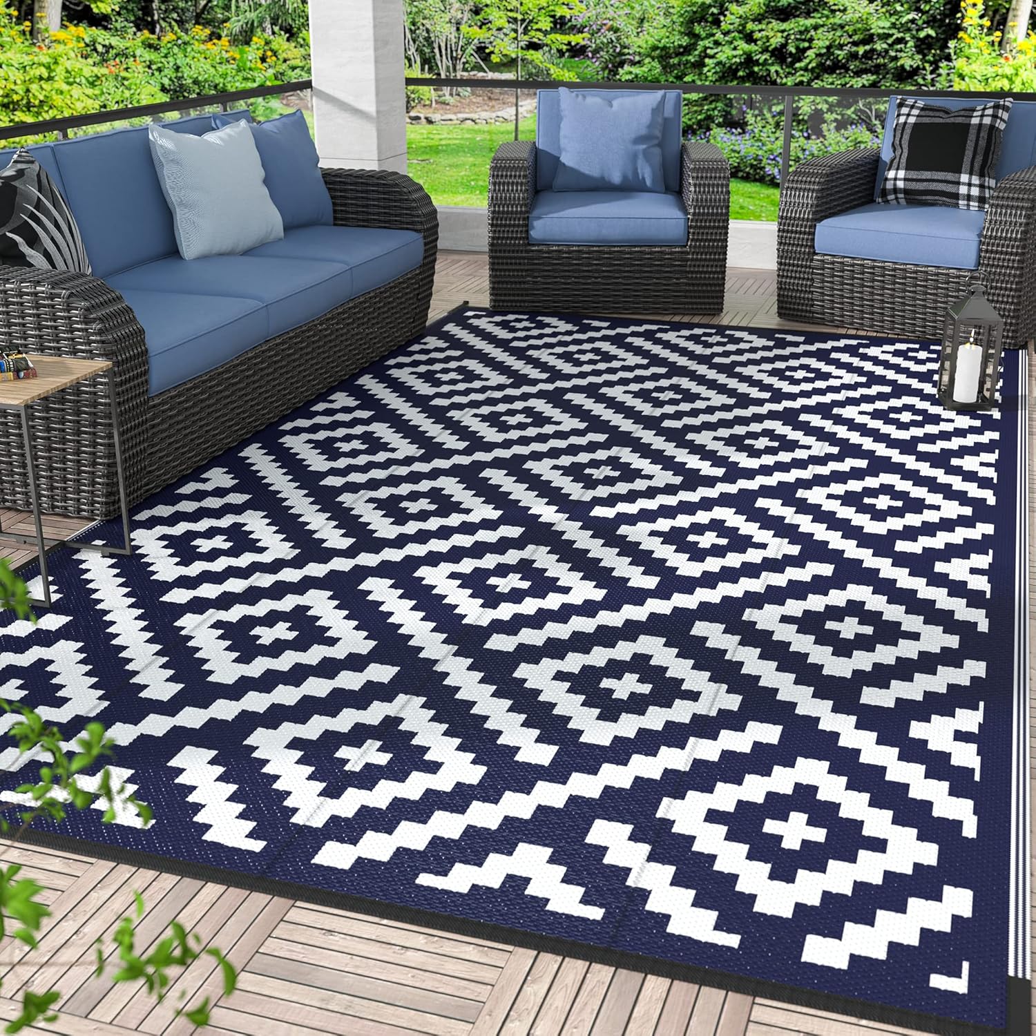 GENIMO Outdoor Rug for Patio Clearance - Waterproof & Reversible