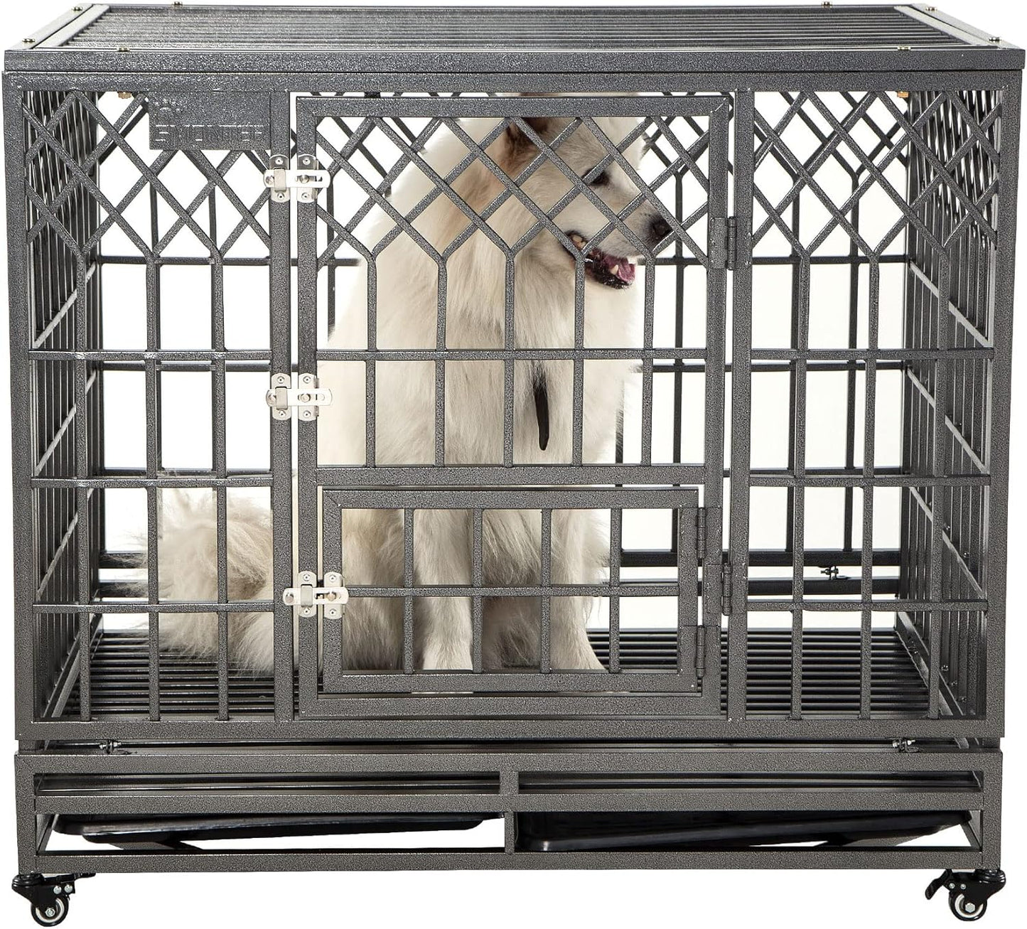 SMONTER Heavy Duty Dog Cage for Large Dogs with Three Doors