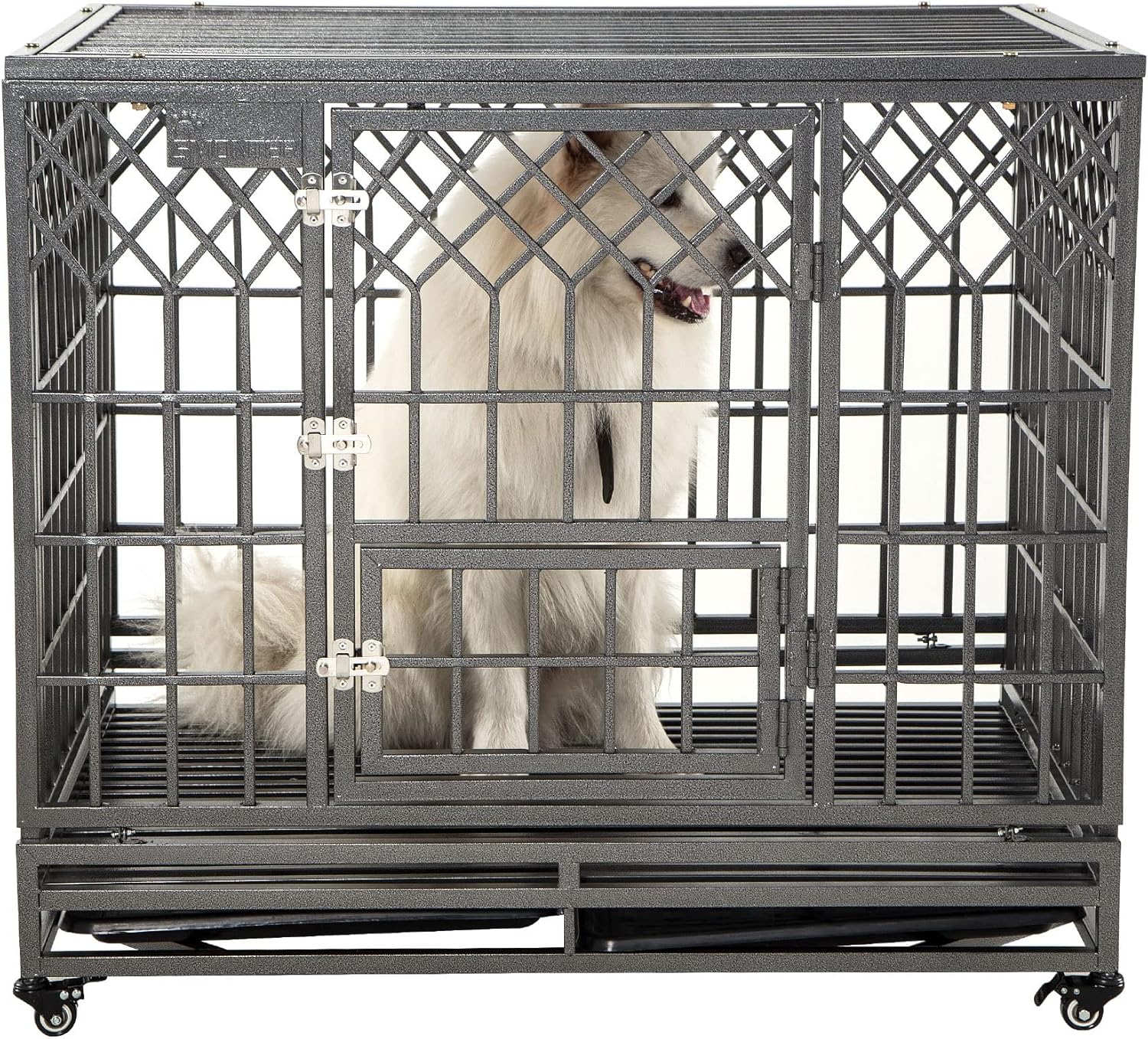 SMONTER Heavy Duty Dog Cage for Large Dogs with Three Doors