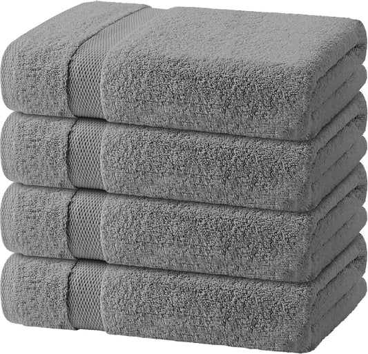 Light Gray Bath Towels Set - Soft, Absorbent, Quick Dry 4 Pack