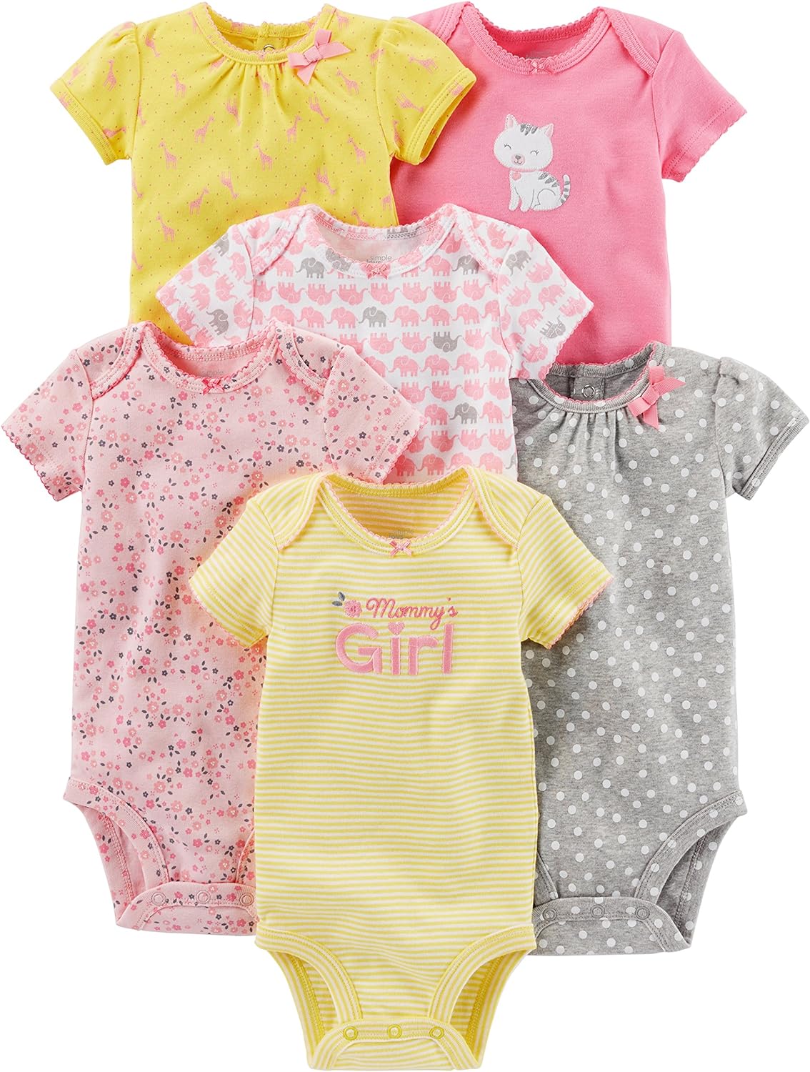 Essential 6-Pack Bodysuits for Baby Girls