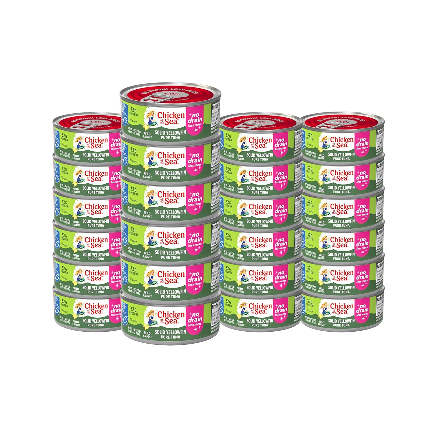 Solid Yellowfin Pure Tuna, Wild Caught, No Drain - 24 Cans