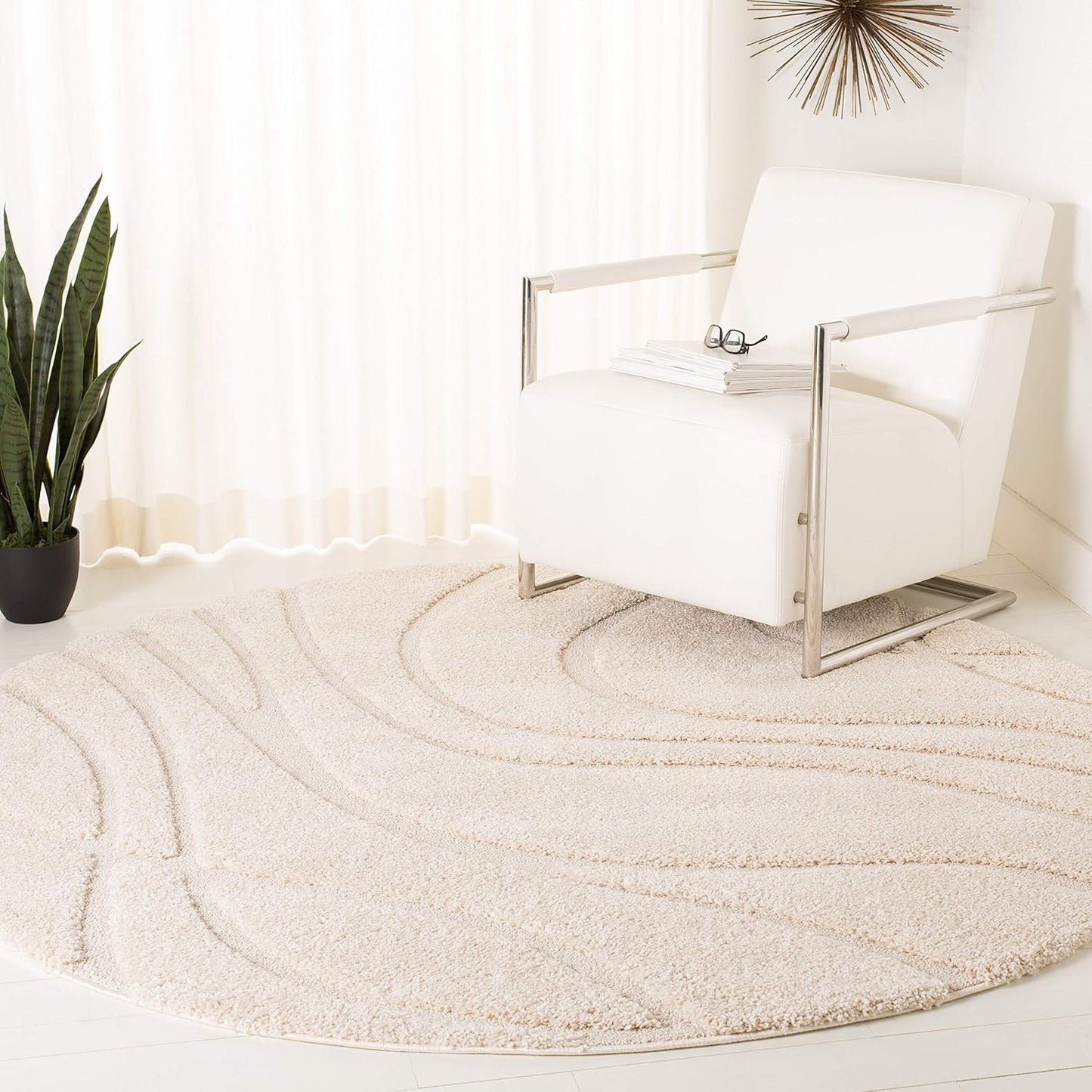 SAFAVIEH Florida Shag Collection Area Rug - Cozy 5ft Round Design