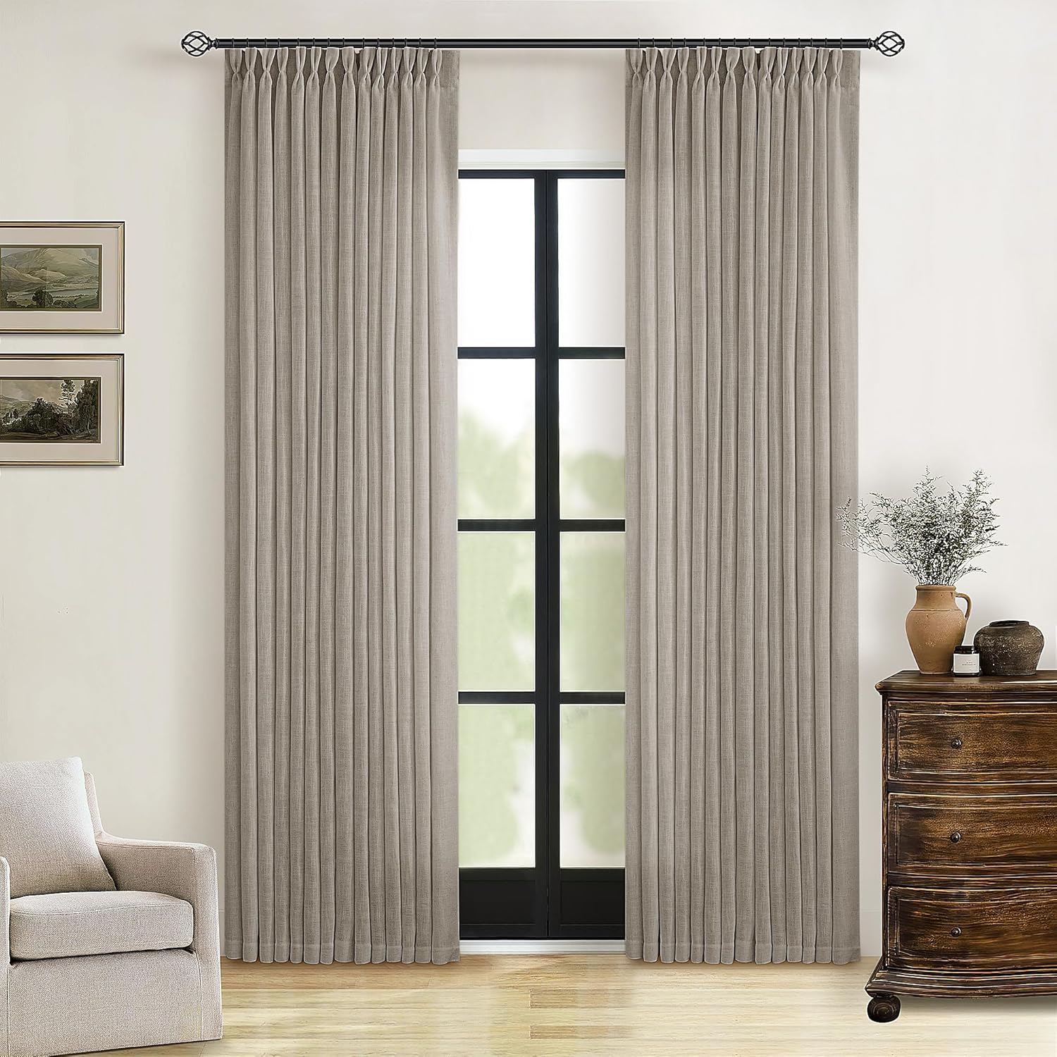 Modern Farmhouse Linen Curtains for Living Room and Bedroom