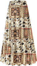 Women's Chiffon White Flowy Maxi Skirt - Elastic High Waist Pleated