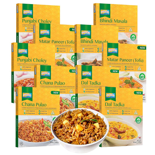 Authentic Indian Heat & Eat Meal Kit - Plant-Based Variety Pack
