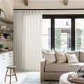 Extra Wide Pleated 96 Inch Long Linen Curtains for Living Room