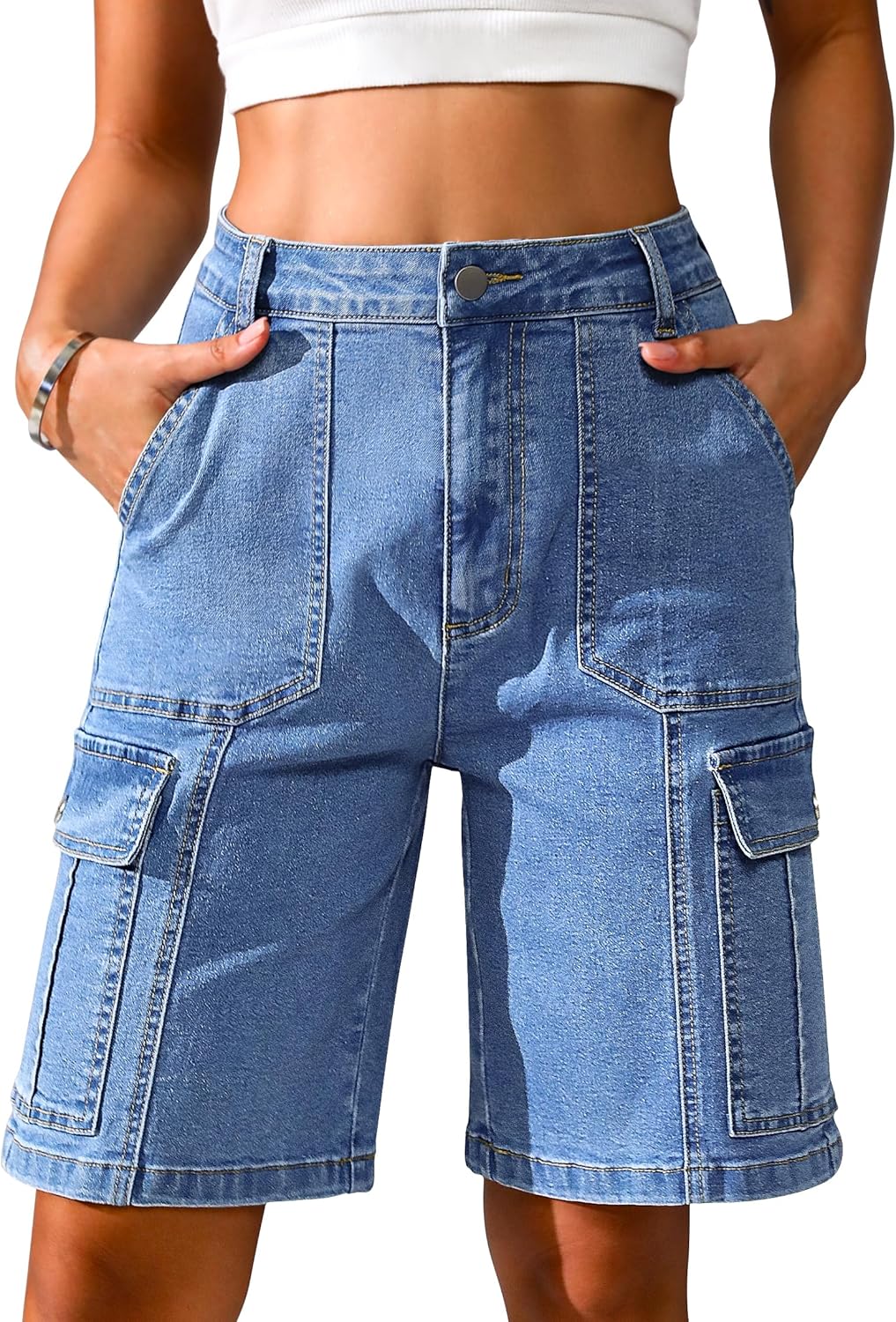 Eddoyee Bermuda Cargo Shorts for Women - Stylish and Comfy