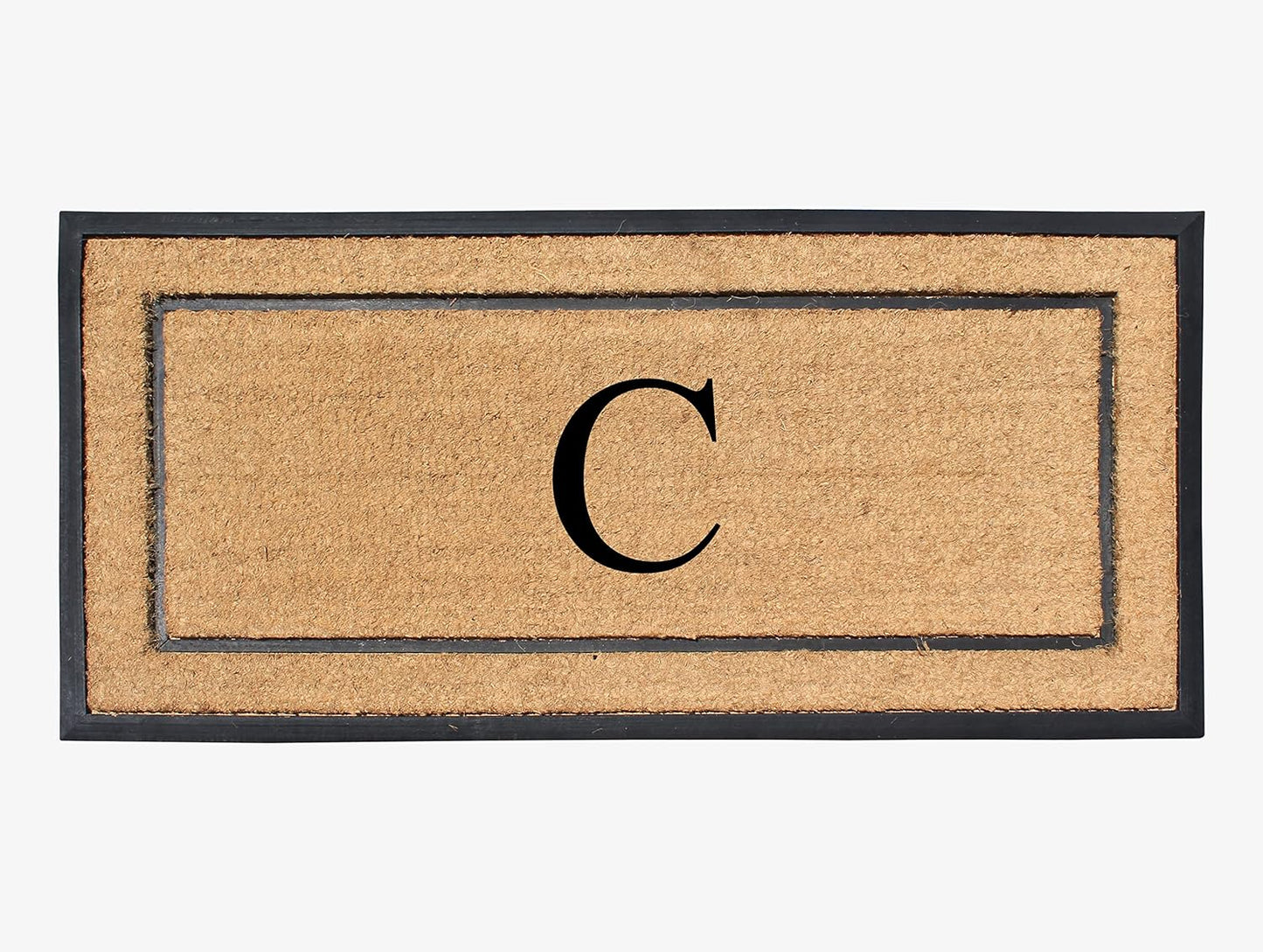 Natural Coir & Rubber Large Monogrammed Doormat for Entryways