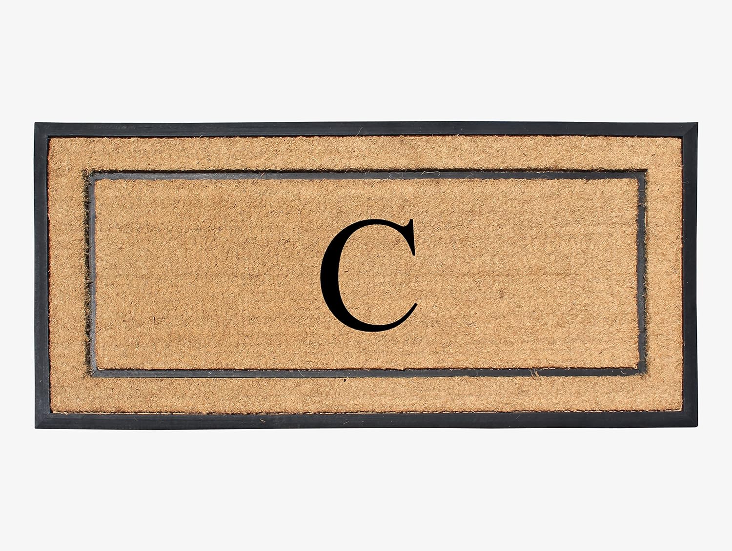 Natural Coir & Rubber Large Monogrammed Doormat for Entryways