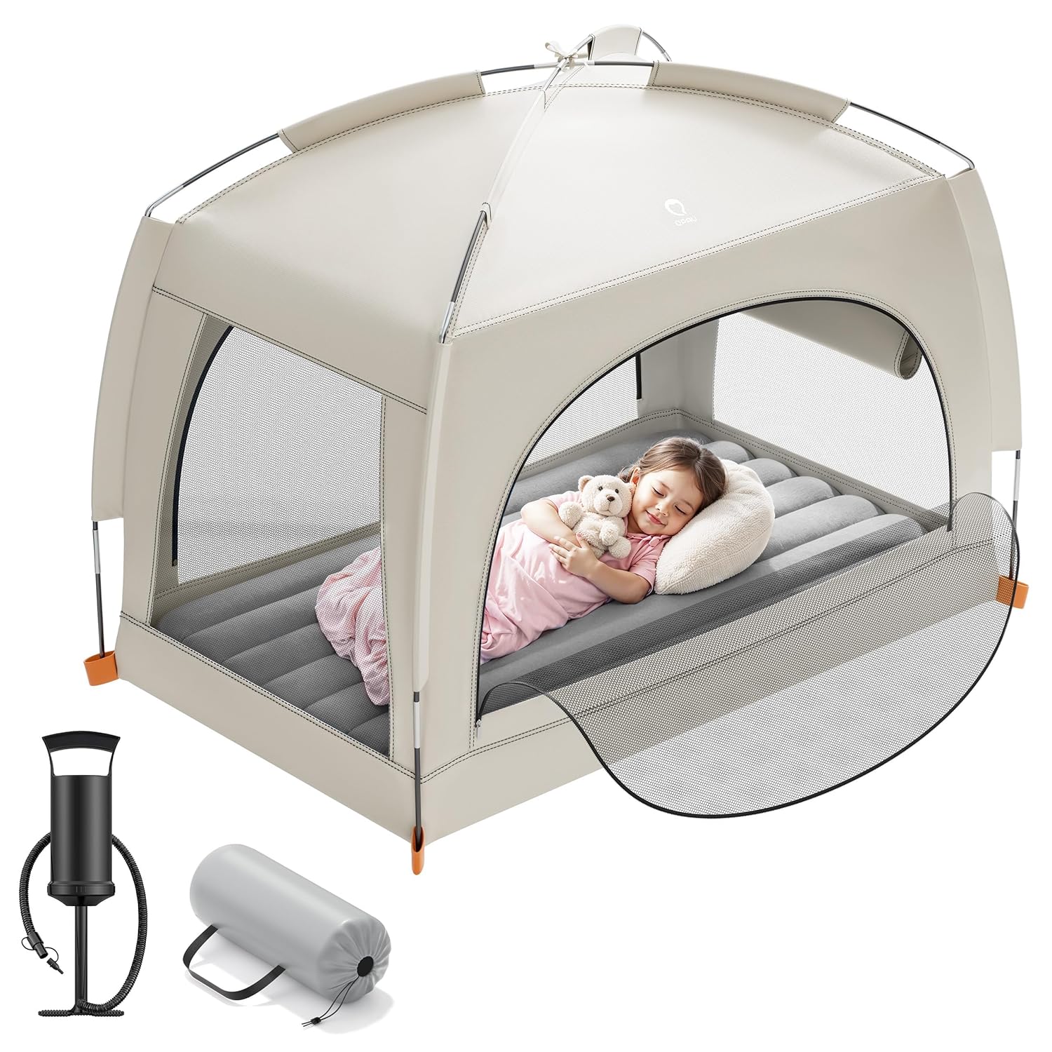 QPAU Inflatable Toddler Travel Bed with Tent for Kids
