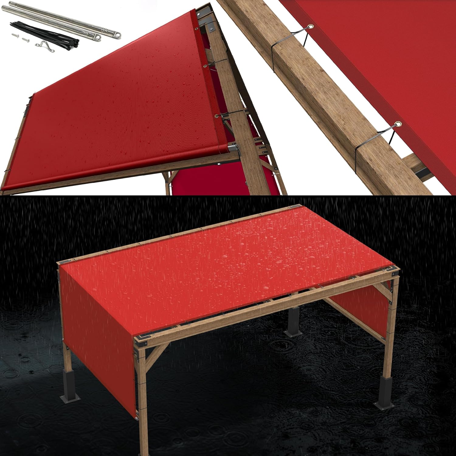 Versatile 11ft W x 26ft L Waterproof Pergola Sun Shade Canopy