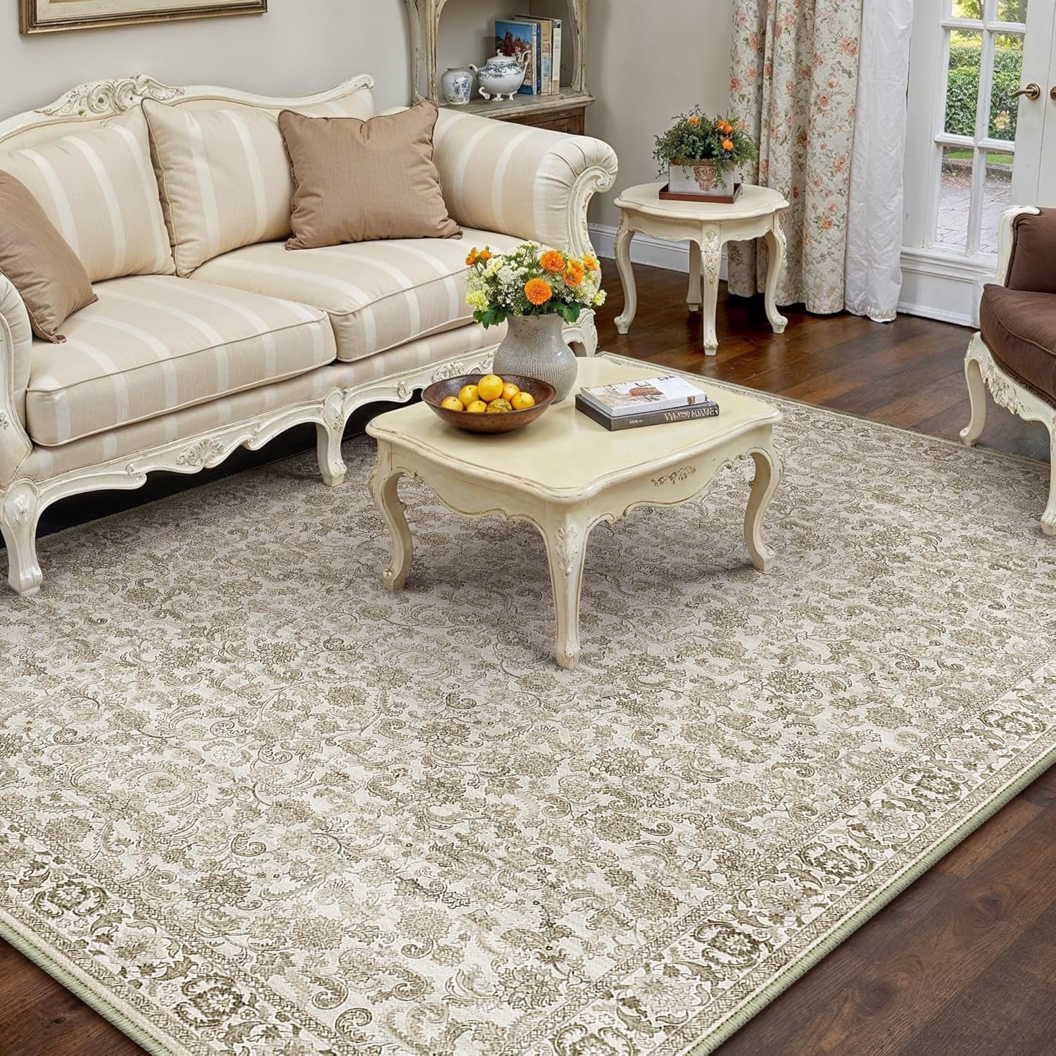 Brown Area Rug 5x7 Machine Washable for Living Room and More