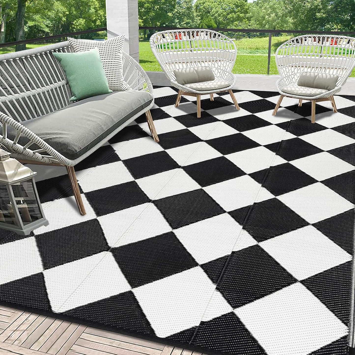 HEBE Outdoor Rug Waterproof 9x12 for RV Camping and Patio