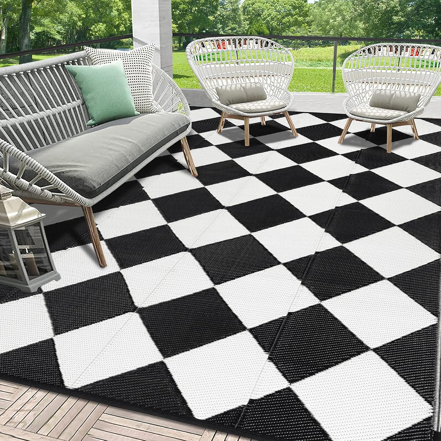 HEBE Outdoor Rug Waterproof 9x12 for RV Camping and Patio