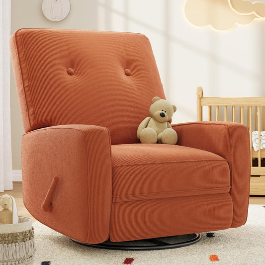 Nursery Recliner Chair with 360 Swivel Rocking Glider Design
