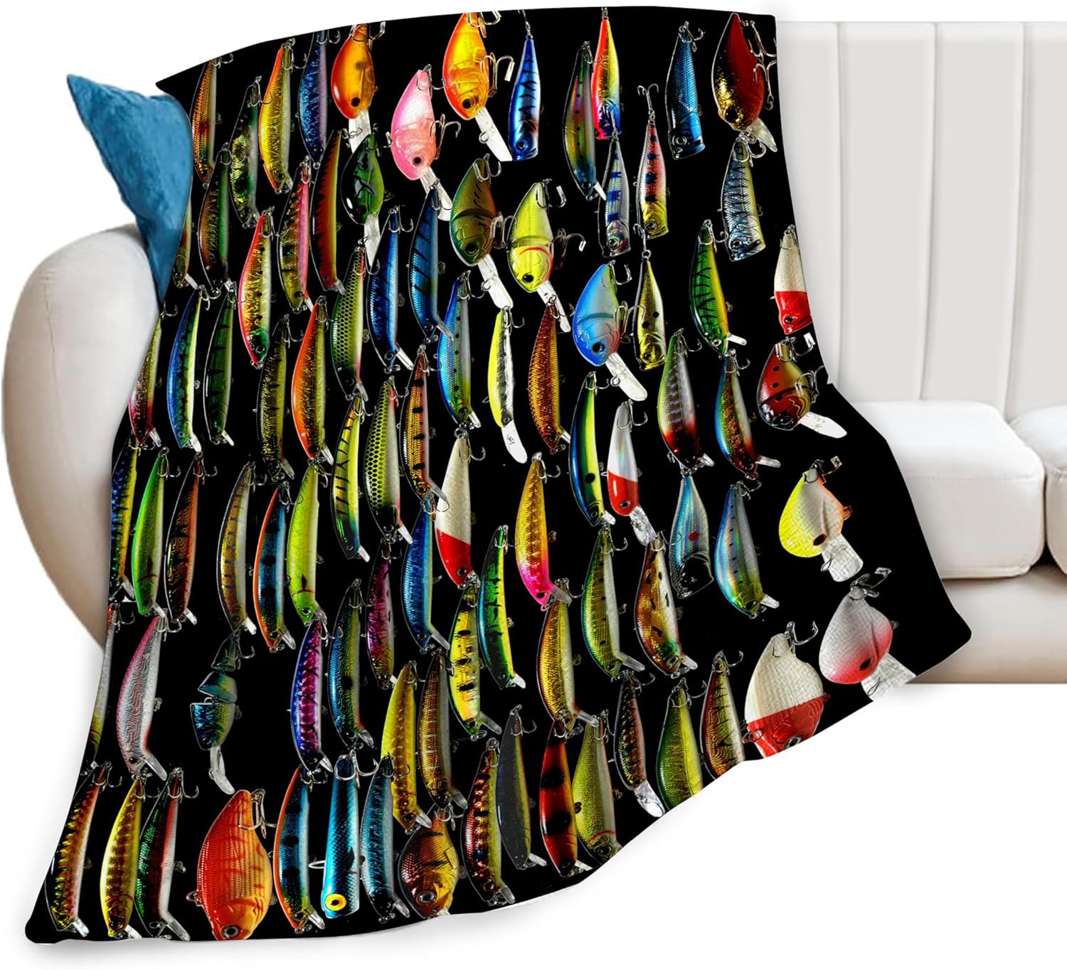 Fishhook Flannel Fleece Blanket - Cozy Nautical Warmth