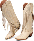 Cowboy Boots for Women Retro Pointed Toe Pull On Block