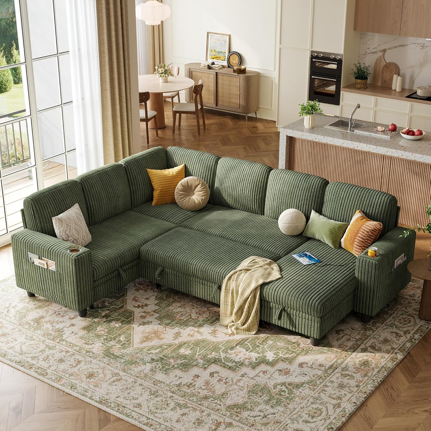 LINSY HOME Sectional Sleeper Sofa: Comfy Couch Bed with Storage