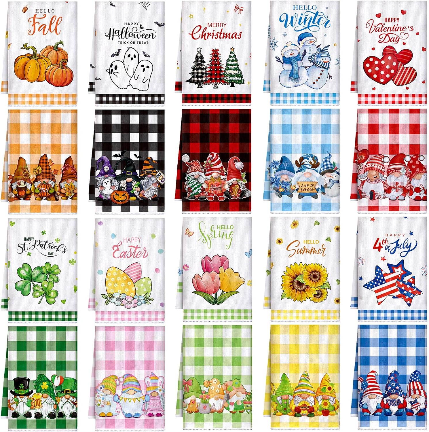 20 Pcs Seasonal Kitchen Towels Set for Every Holiday Occasion