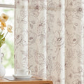 jinchan Floral Linen Curtains 63 in Length Brown Panels - Light