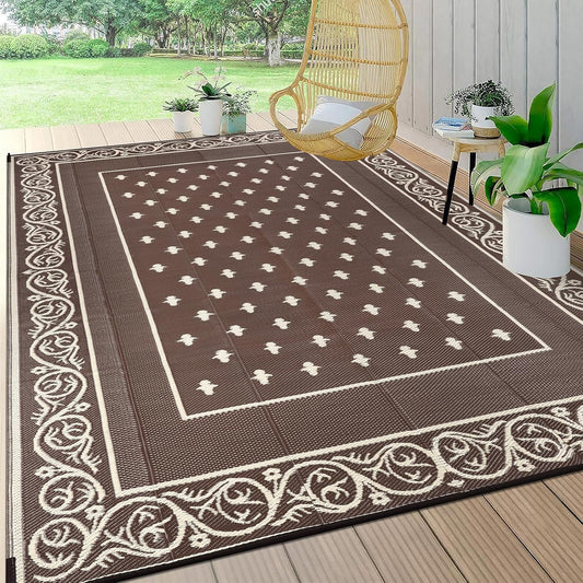 Pauwer Waterproof Outdoor Rug 8x10 for Patio and Camping