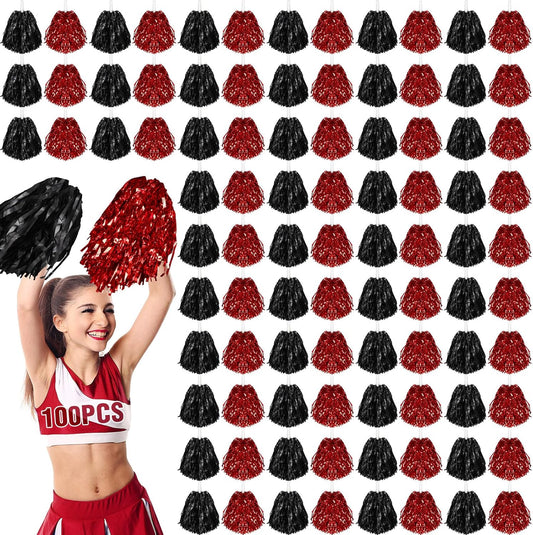 100 Pcs Metallic Cheerleading Pom Poms for Team Spirit Fun