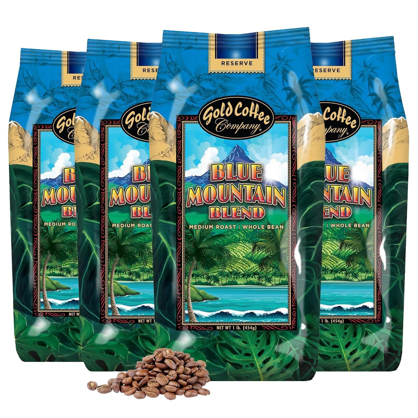 Gold Coffee Blue Mountain Premium Blend Whole Bean 100% Arabica