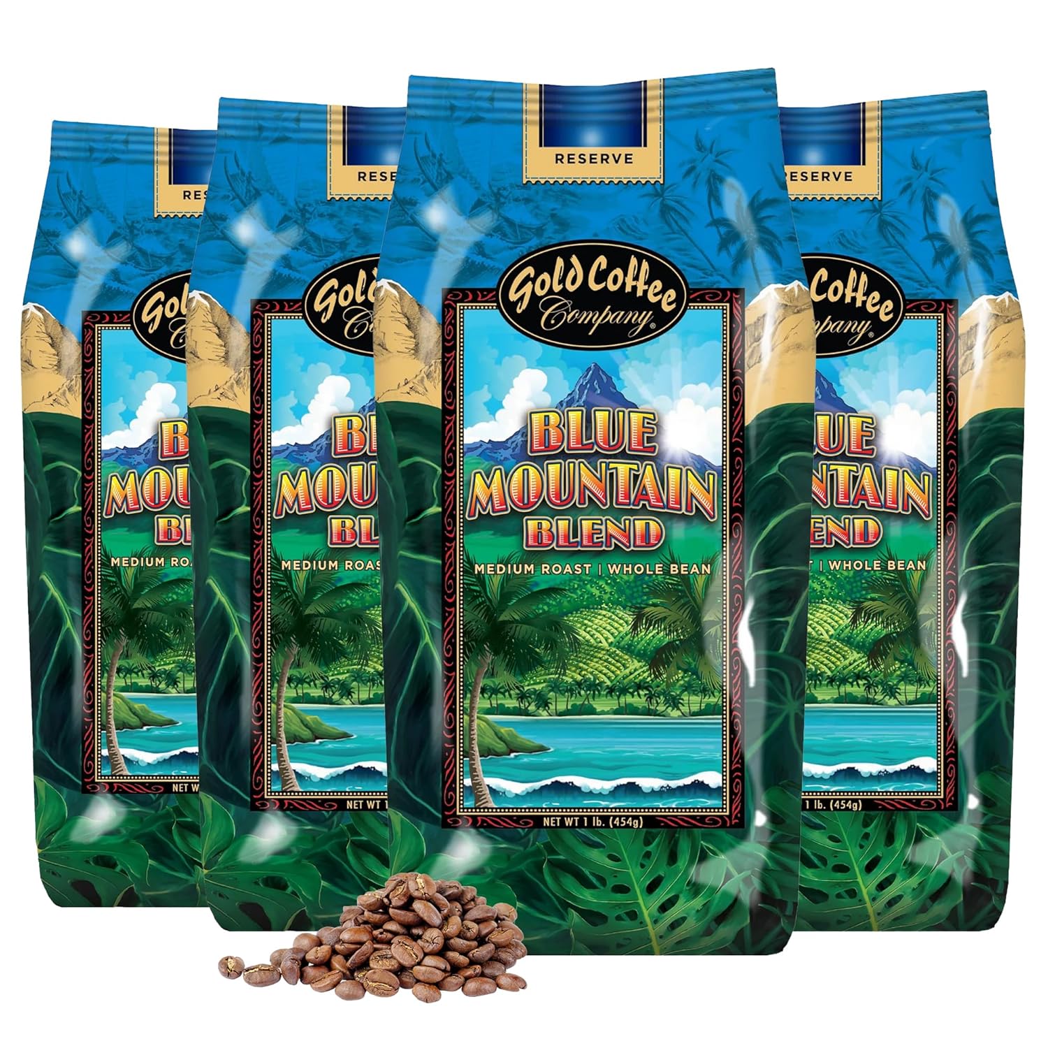 Gold Coffee Blue Mountain Premium Blend Whole Bean 100% Arabica