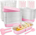 Mini Loaf Pans with Lids and Spoons - 120 Pack Pink
