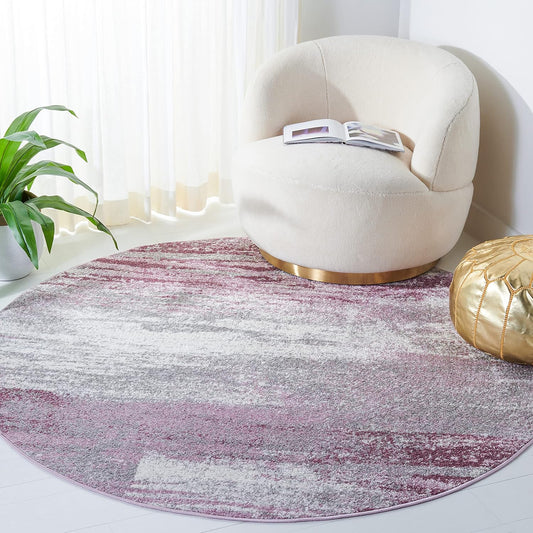SAFAVIEH Adirondack 6ft Round Grey/Purple Modern Abstract Rug