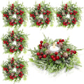 Christmas Candle Rings Wreaths 18 Pcs - Farmhouse Table Centerpieces