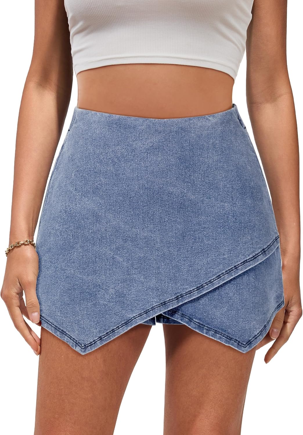 Luvamia Jean Skorts for Women High Waisted Stretchy Denim