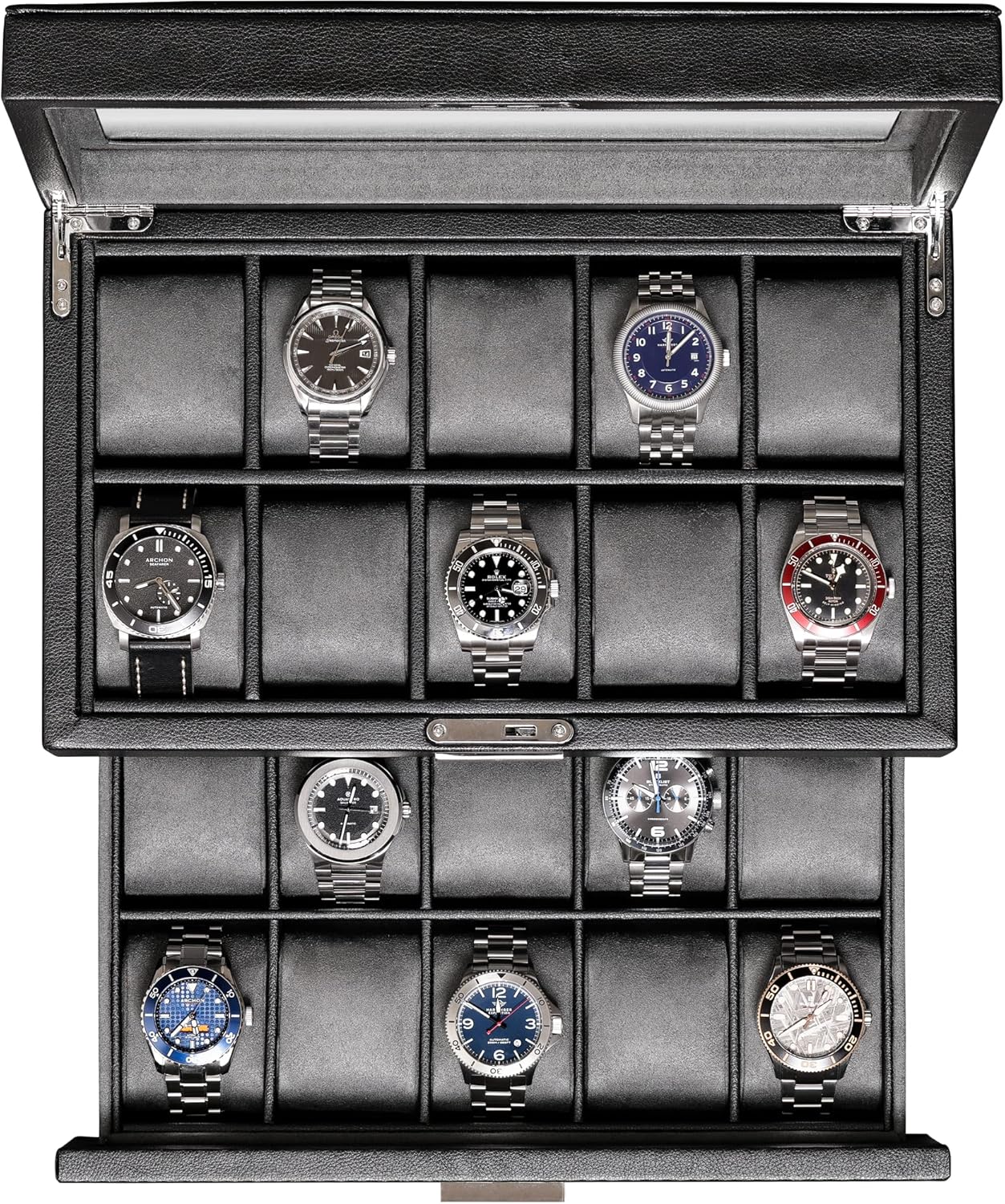 Premium 20 Slot Watch Box - Luxe Leather Display