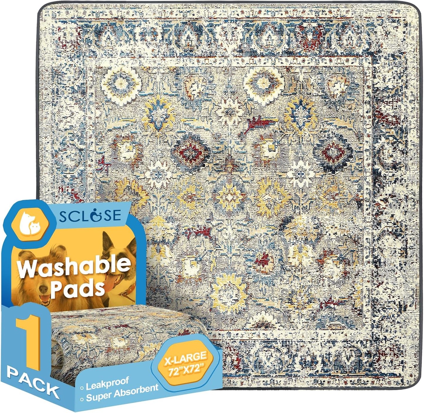 SCLOSE Washable Pee Pad for Dogs Extra Large 72in x 72