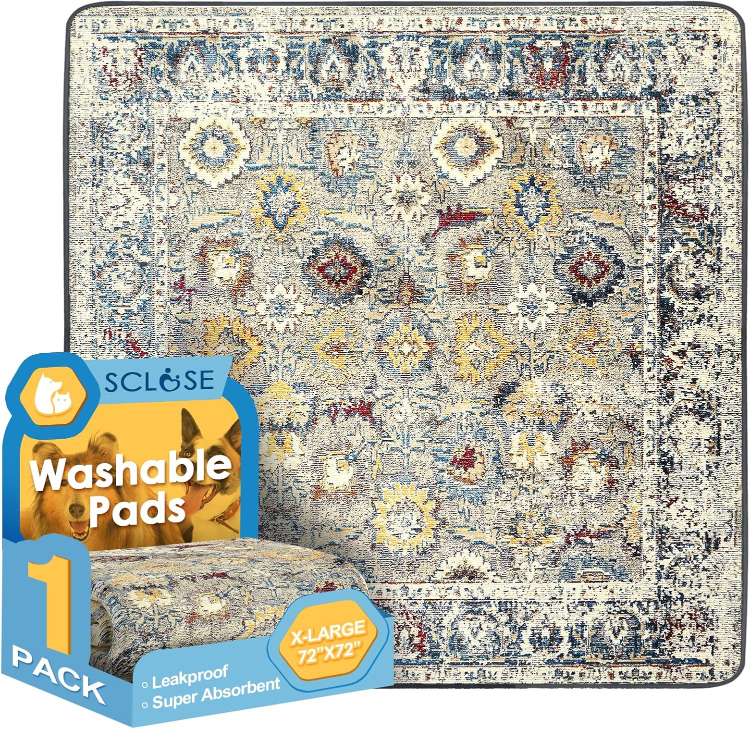 SCLOSE Washable Pee Pad for Dogs Extra Large 72in x 72