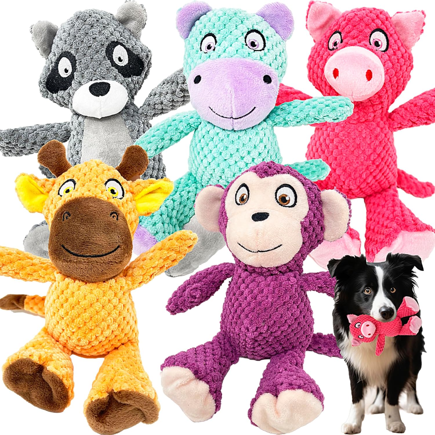 Indestructible Dog Squeaky Toys 5-Pack for Mighty Chewers