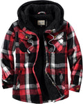 Shawnda Men's Sherpa Hooded Flannel Jacket Plaid - Warm Insulated